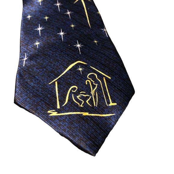 Eagle wings Navivity Christmas Tie, 100% Silk Tie, Holiday Necktie, Christian - Picture 2 of 7